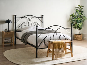 Letto matrimoniale 120 x 200 cm Rete a doghe con struttura in metallo Nero Retro