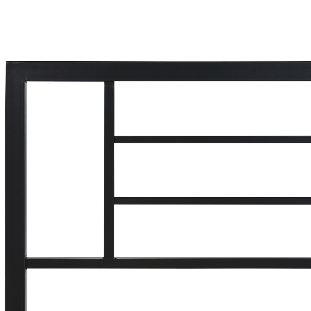 Letto in metallo Nero con rete a doghe 120 x 200 cm in legno massello industriale minimalista