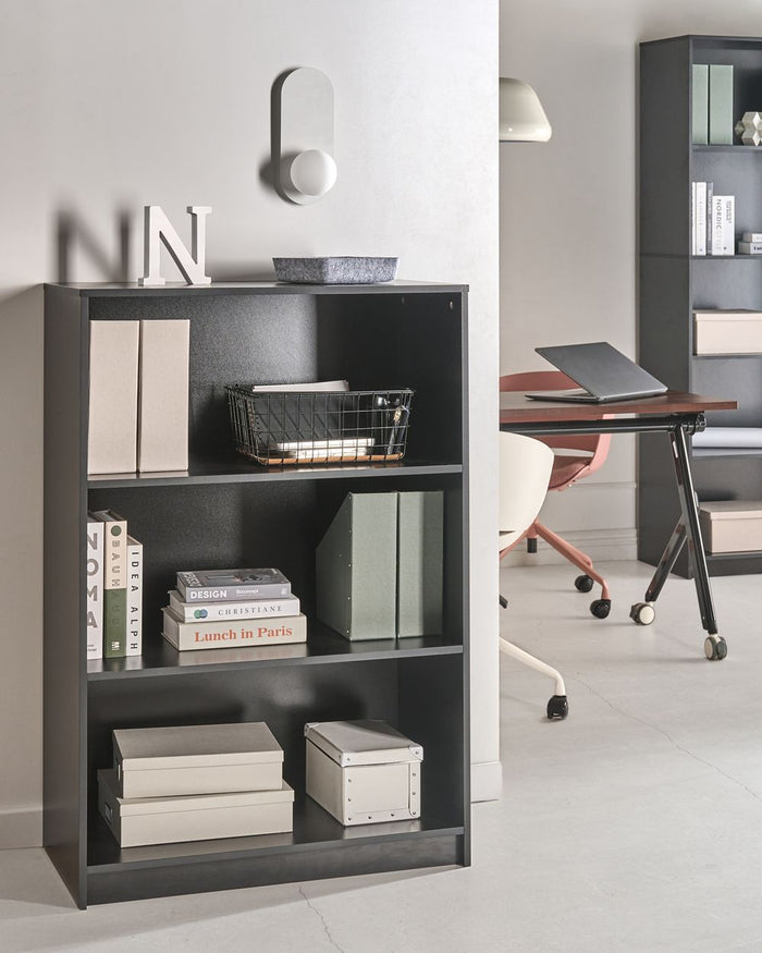 Libreria a 3 ripiani stile minimalista in truciolare 80 x 40 cm nero