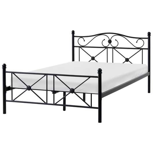 Letto matrimoniale 120 x 200 cm Rete a doghe con struttura in metallo Nero Retro