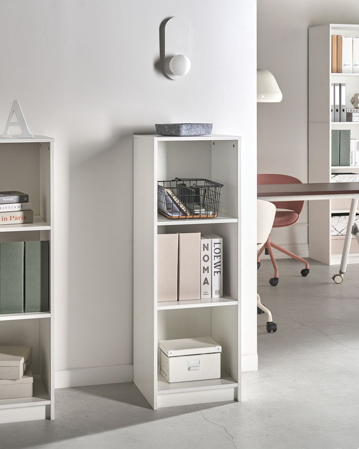 Libreria a 3 ripiani in truciolare 40 x 40 cm Bianca stile minimalista