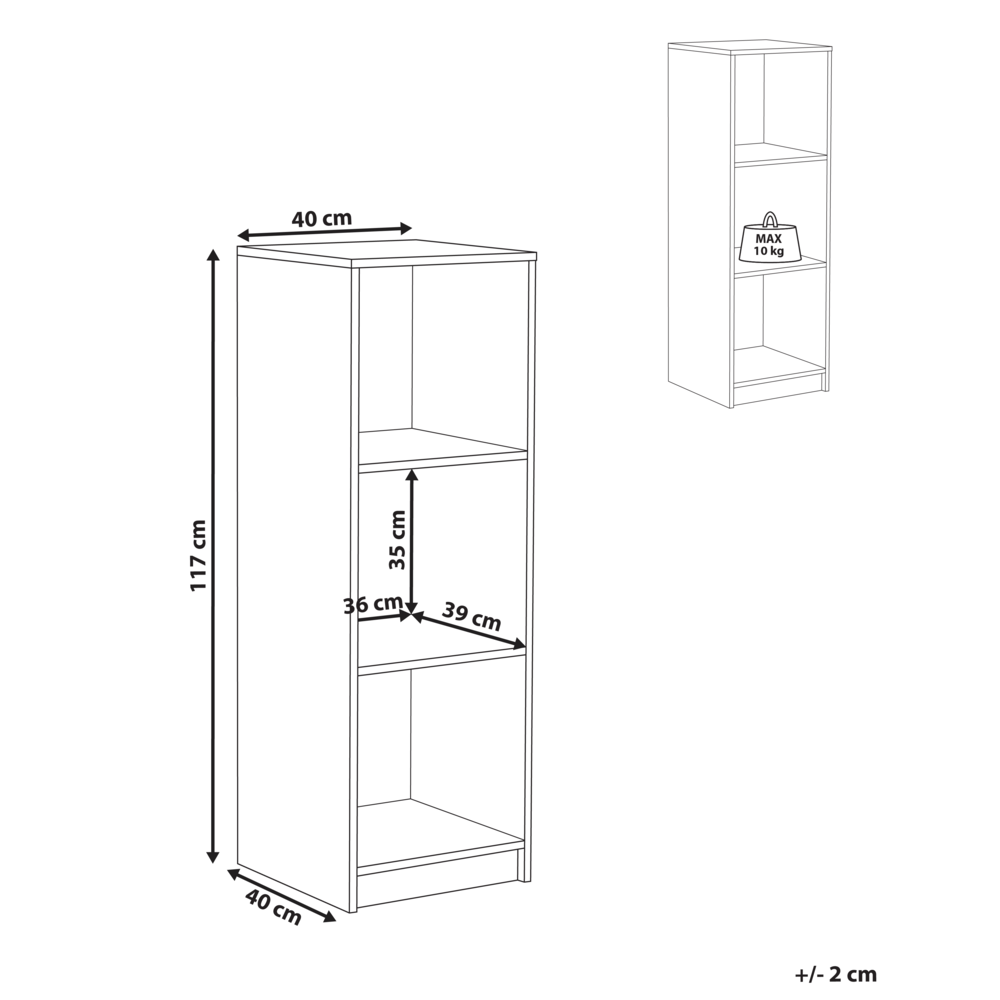 Libreria a 3 ripiani in truciolare 40 x 40 cm marrone chiaro stile minimalista