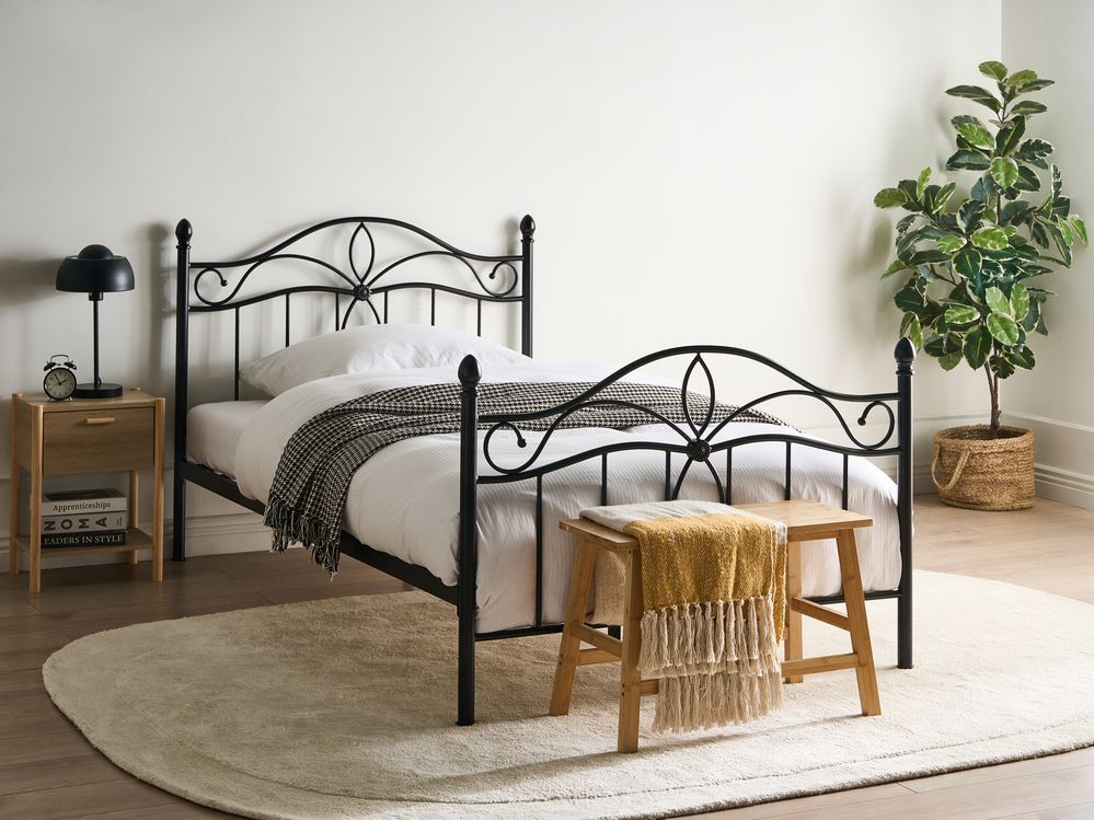 Letto Nero Doppia Dimensione 120 x 200 cm Metallo stile Vintage