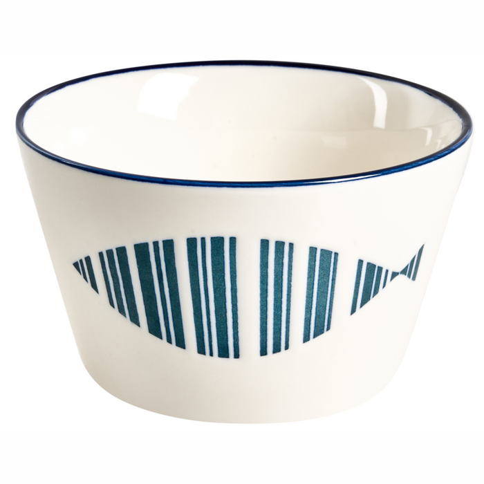 Set di 16 pezzi di porcellana bianca e blu con finitura smaltata reattiva fatta a mano per 4 persone Effetto martellato Motivo a pesci Cucina Sala da pranzo