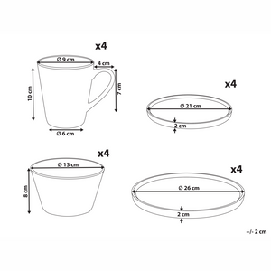 Set di 16 pezzi di porcellana bianca e blu con finitura smaltata reattiva fatta a mano per 4 persone Effetto martellato Motivo a pesci Cucina Sala da pranzo