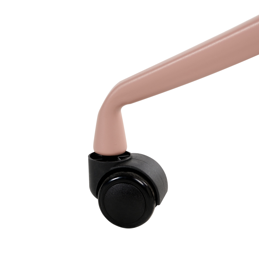 Sedia da ufficio con seduta in tessuto rosa girevole, per scrivania regolabile in altezza