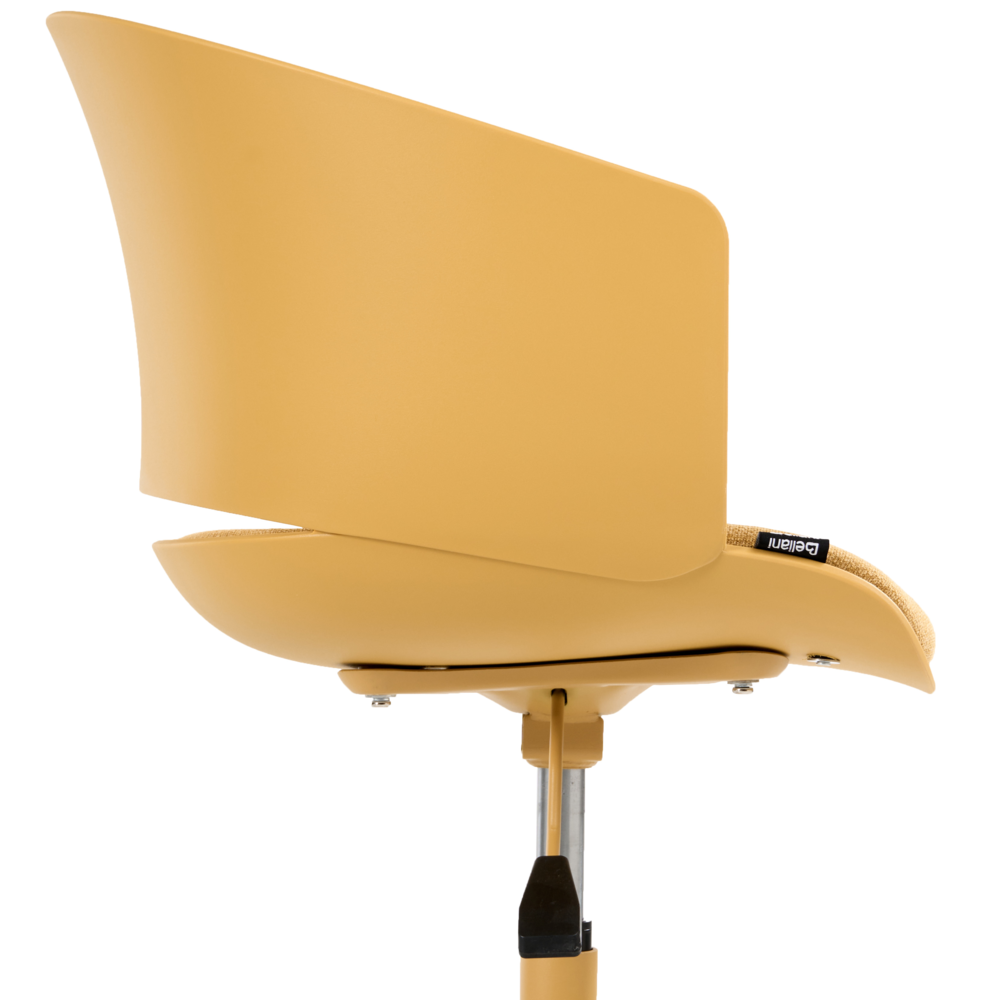 Sedia da ufficio con seduta in tessuto giallo girevole, per scrivania regolabile in altezza