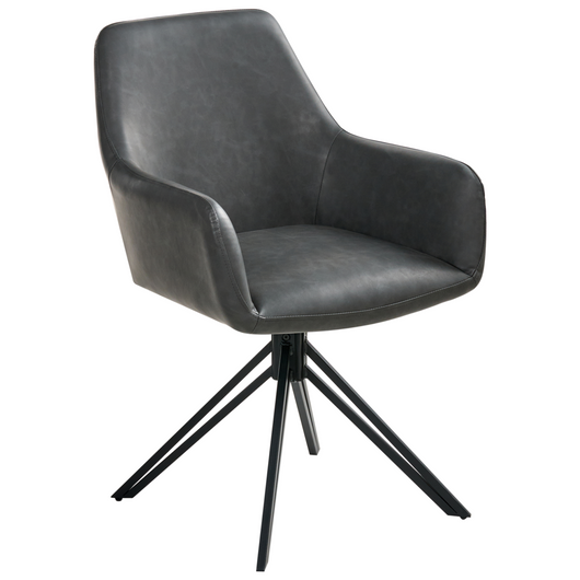 Set di 2 sedie da pranzo girevoli in ecopelle nera con schienale alto in stile scandinavo