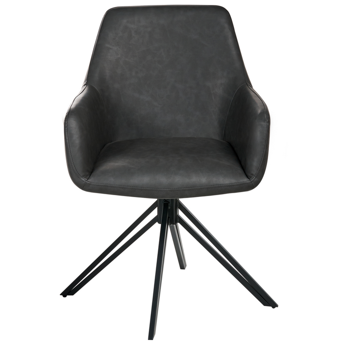 Set di 2 sedie da pranzo girevoli in ecopelle nera con schienale alto in stile scandinavo