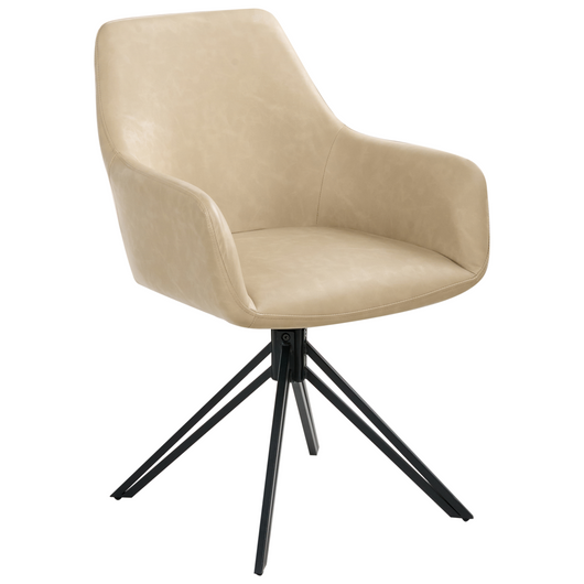 Set di 2 sedie da pranzo girevoli in ecopelle beige con schienale alto in stile scandinavo