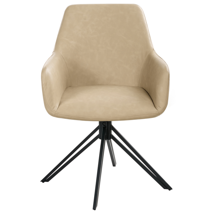 Set di 2 sedie da pranzo girevoli in ecopelle beige con schienale alto in stile scandinavo