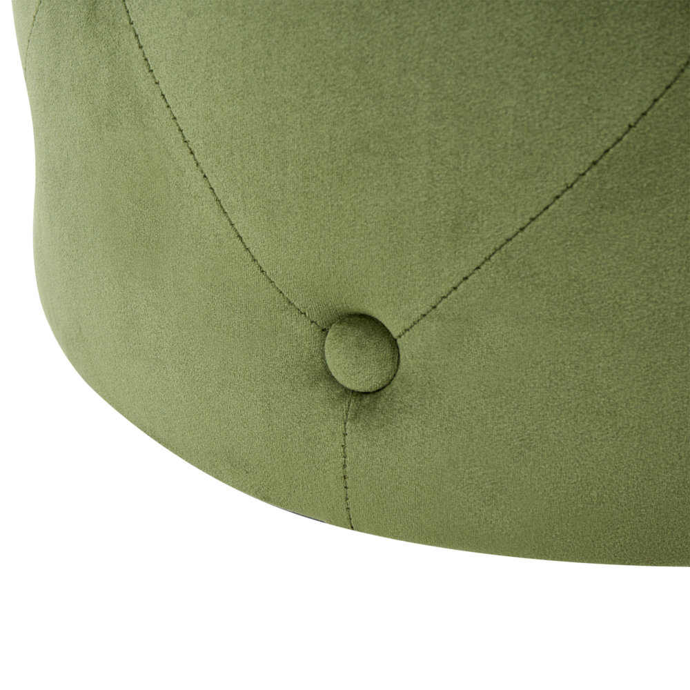 Pouf elegante in velluto di colore verde oliva trapuntato stile classico moderno