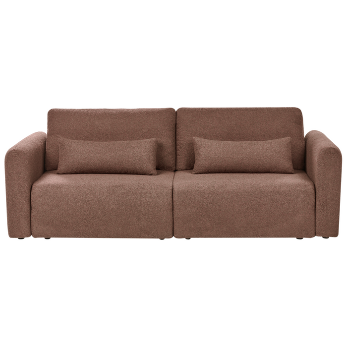 Divano letto a 3 posti marrone bouclé imbottito con funzione letto cuscini aggiuntivi pieghevole