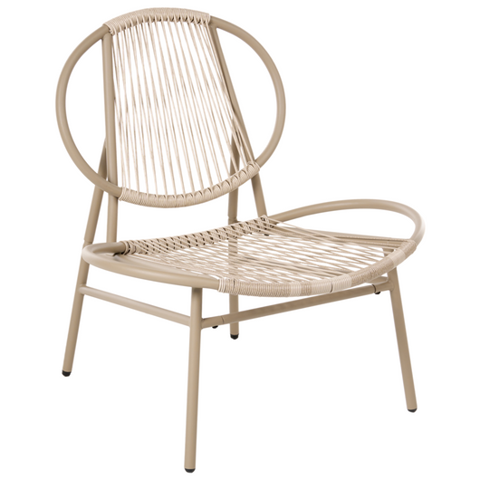 Moderna sedia da esterno in rattan PE con telaio in acciaio zincato verniciato a polvere beige stile moderno