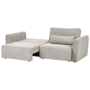 Divano letto a 3 posti grigio tessuto imbottito con funzione letto cuscini aggiuntivi pieghevole