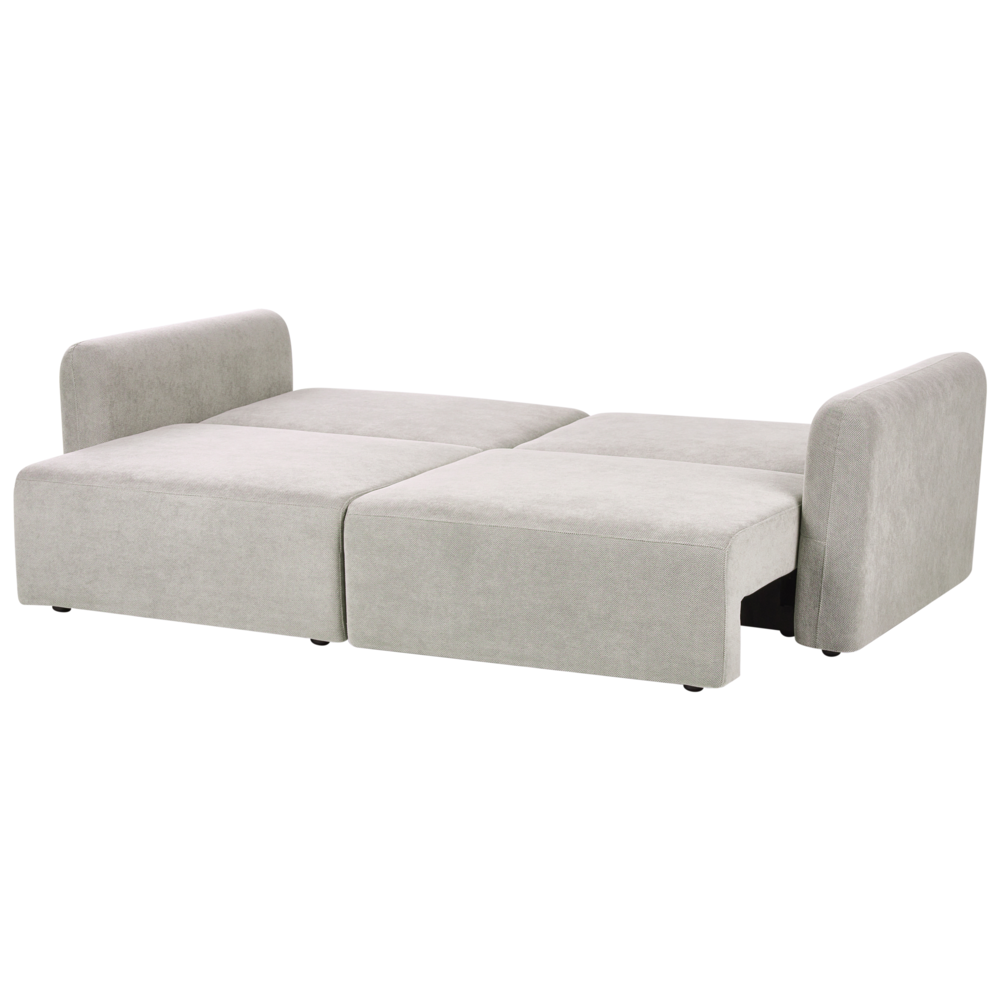 Divano letto a 3 posti grigio tessuto imbottito con funzione letto cuscini aggiuntivi pieghevole