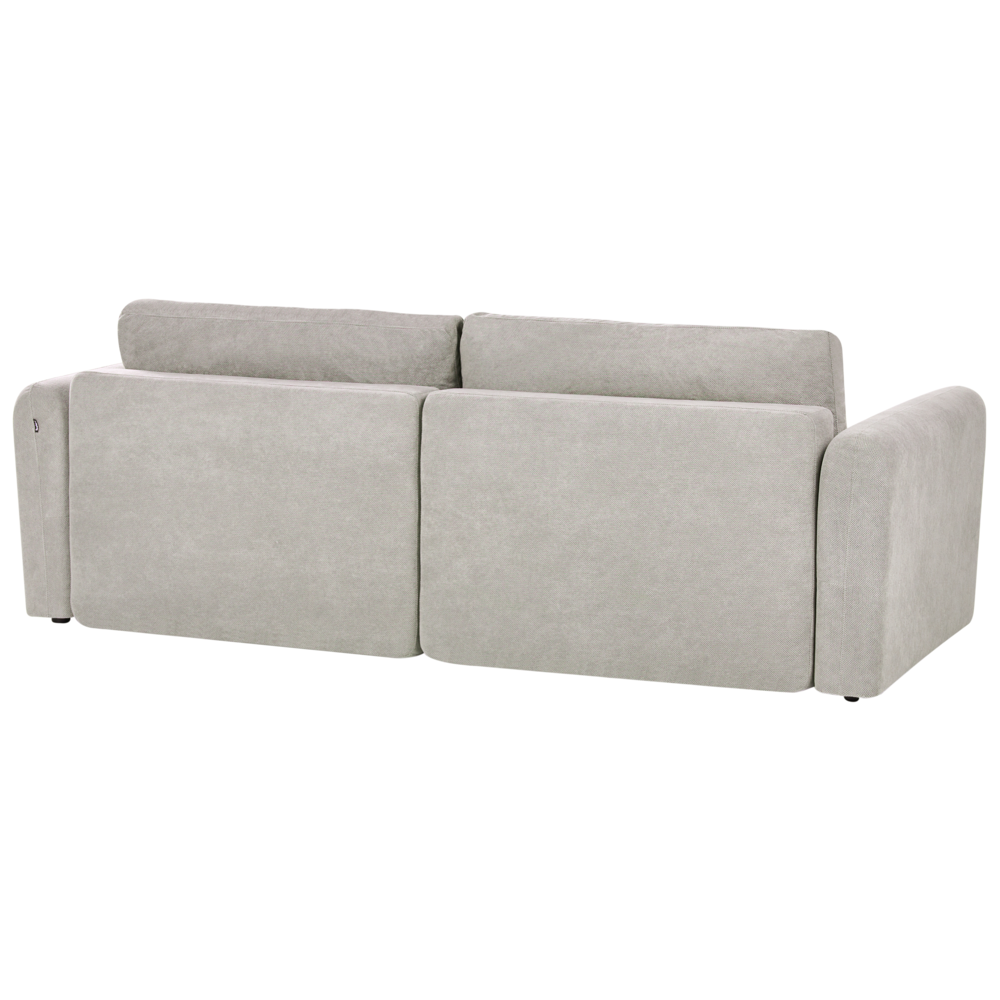 Divano letto a 3 posti grigio tessuto imbottito con funzione letto cuscini aggiuntivi pieghevole