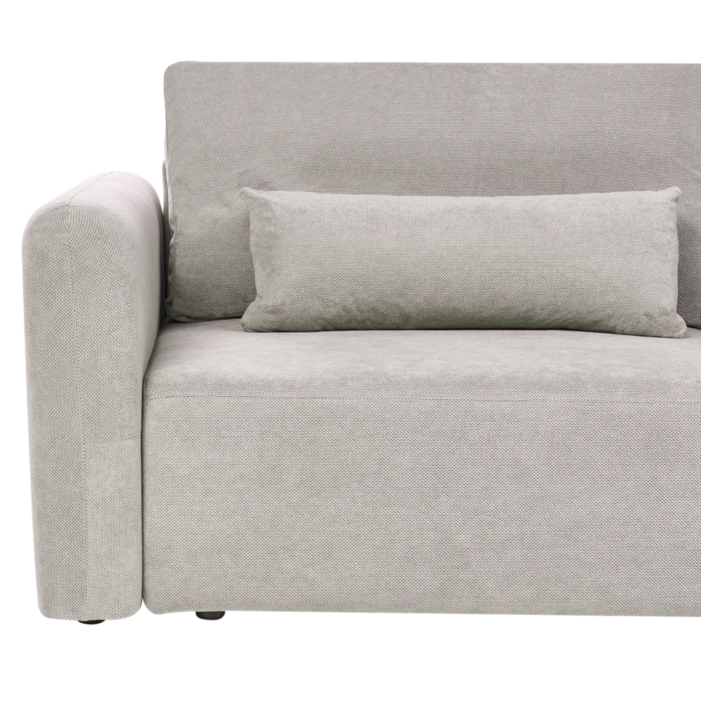 Divano letto a 3 posti grigio tessuto imbottito con funzione letto cuscini aggiuntivi pieghevole