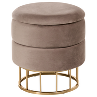 Pouf contenitore Rivestimento in velluto di poliestere tortora Base dorata Accessori per soggiorno dal design glamour