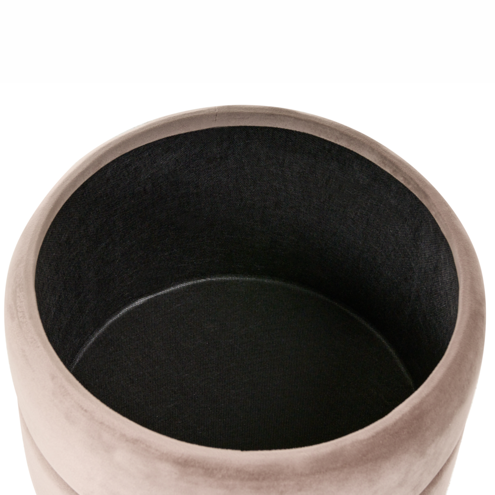 Pouf contenitore Rivestimento in velluto di poliestere tortora Base dorata Accessori per soggiorno dal design glamour