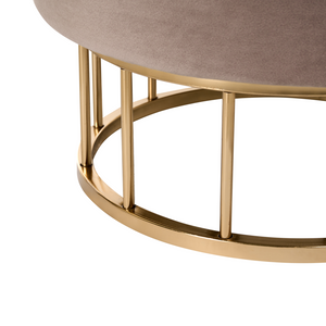 Pouf contenitore Rivestimento in velluto di poliestere tortora Base dorata Accessori per soggiorno dal design glamour