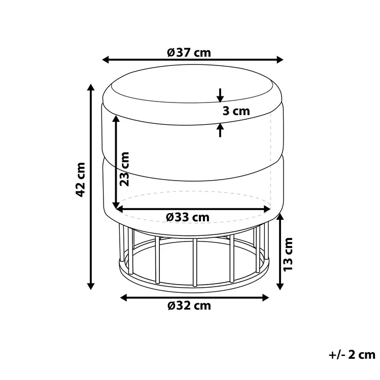 Pouf contenitore Rivestimento in velluto di poliestere tortora Base dorata Accessori per soggiorno dal design glamour