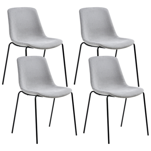 Set di 4 sedie con gambe in ferro senza braccioli design minimalista moderno sedute per sala da pranzo grigio