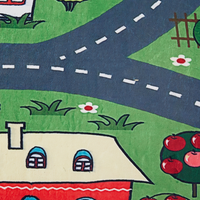 Tappeto Verde Poliestere Mappa Stradale Città Tappetino da Gioco da Terra a Tema 80 x 150 cm