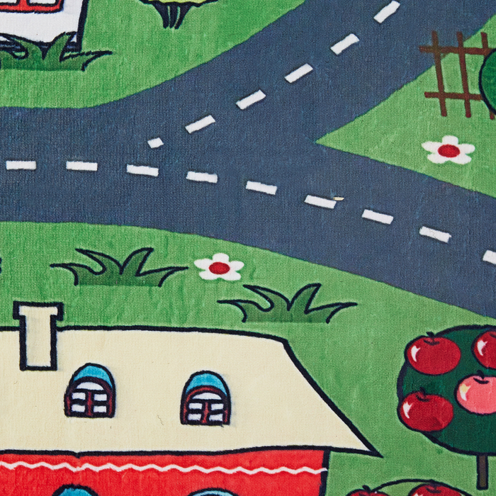 Tappeto Verde Poliestere Mappa Stradale Città Tappetino da Gioco da Terra a Tema 80 x 150 cm