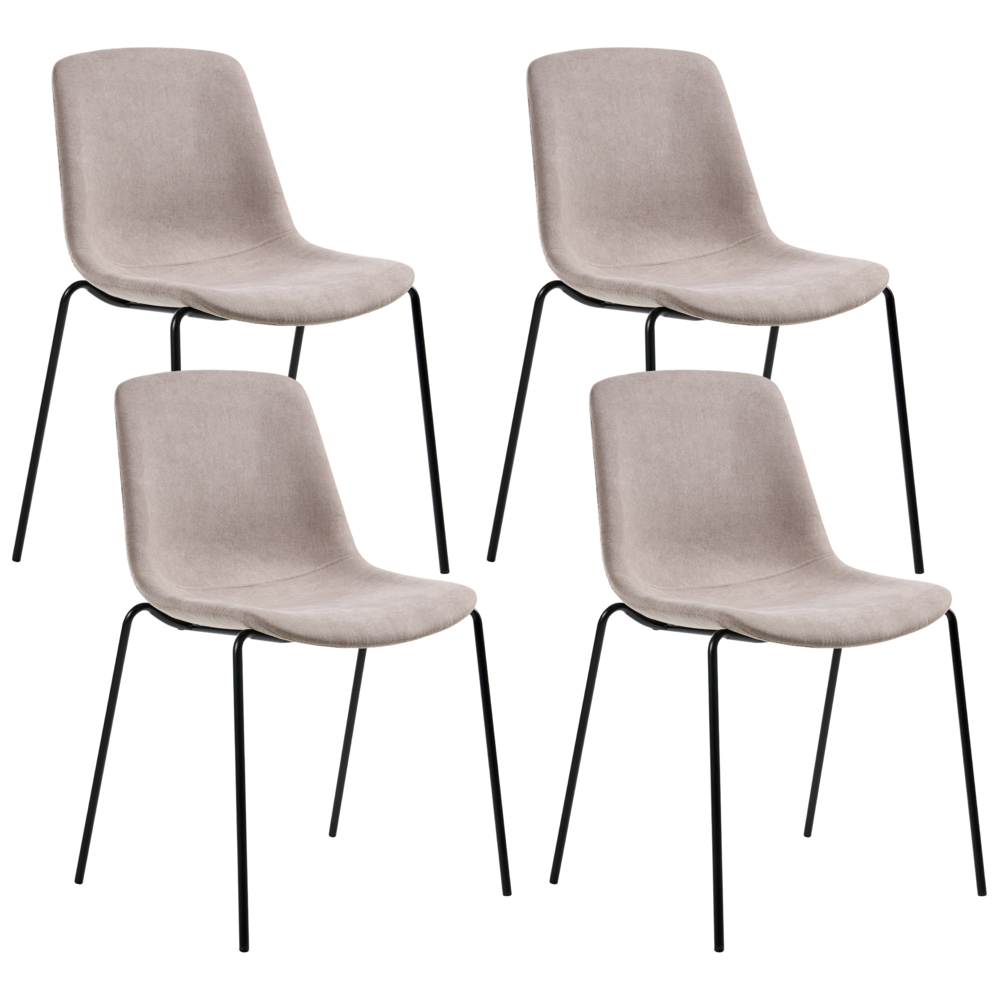 Set di 4 sedie con gambe in ferro senza braccioli design moderno e minimalista sedute per sala da pranzo beige