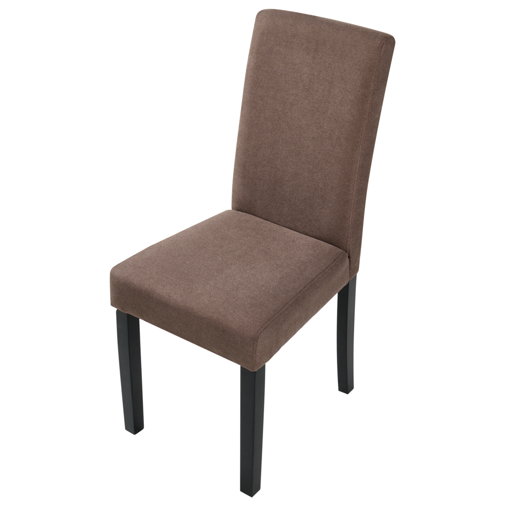 Set di 2 Sedie da Pranzo in Tessuto Marrone Gambe in Legno Moderne
