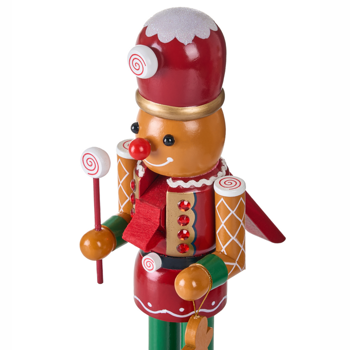 Set di 2 statuine di schiaccianoci in legno di pino arancione Decorazioni natalizie fatte a mano