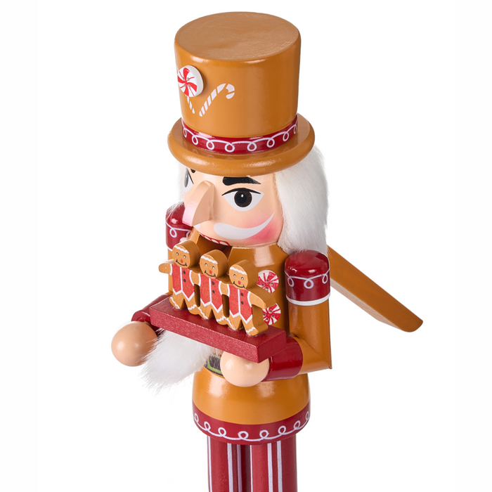 Set di 2 statuine di schiaccianoci in legno di pino arancione Decorazioni natalizie fatte a mano