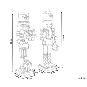 Set di 2 statuine di schiaccianoci in legno di pino arancione Decorazioni natalizie fatte a mano