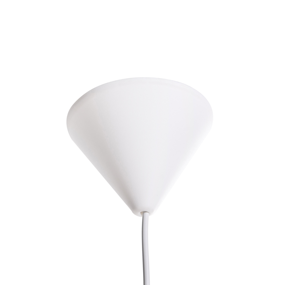 Lampada a sospensione con base in metallo e paralume in tessuto a tamburo stile moderno bianco e beige