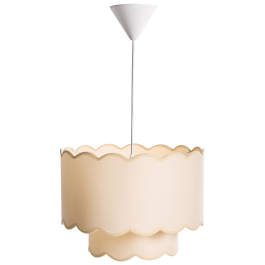 Lampadario in metallo con doppia base e paralume a tamburo in tessuto stile moderno luce d'atmosfera bianco e beige
