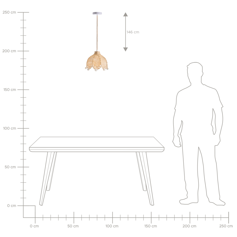 Lampada a sospensione in rattan con base in vimini e paralume a tamburo in stile boho Luce d'atmosfera naturale
