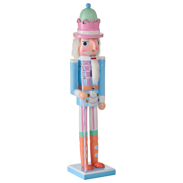 Statuetta schiaccianoci in legno di pino Decorazione natalizia con bocca apribile Fatto a mano Blu