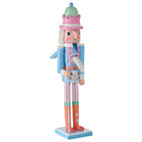 Statuetta schiaccianoci in legno di pino Decorazione natalizia con bocca apribile Fatto a mano Blu