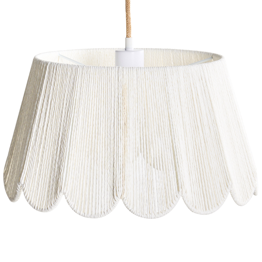 Lampada a sospensione con base in ferro e paralume in corda di carta stile boho luce ambientale beige