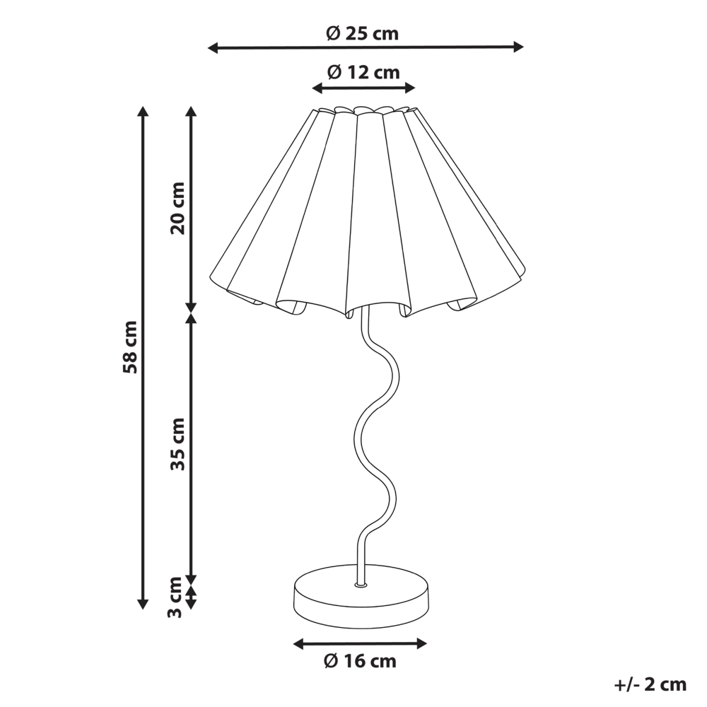 Lampada da tavolo moderna decorativa con base in metallo ondulata e paralume a campana in tessuto rosa