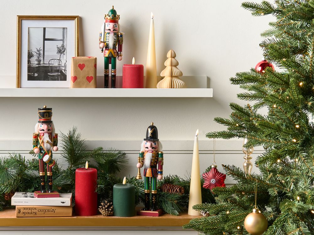 Set di 3 statuine Schiaccianoci in materiale sintetico verde scuro decorazione natalizia