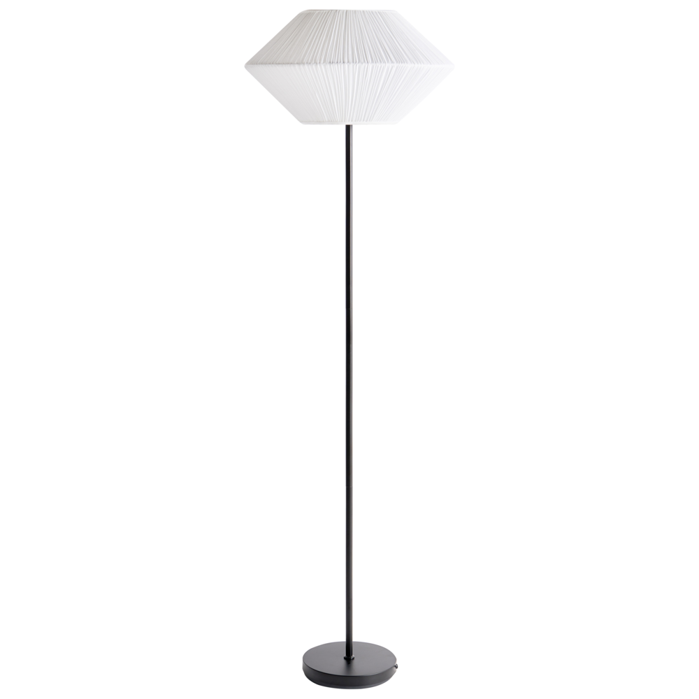 Lampada da terra moderna Base in ferro nero Paralume in tessuto Soggiorno Camera da letto Bianco
