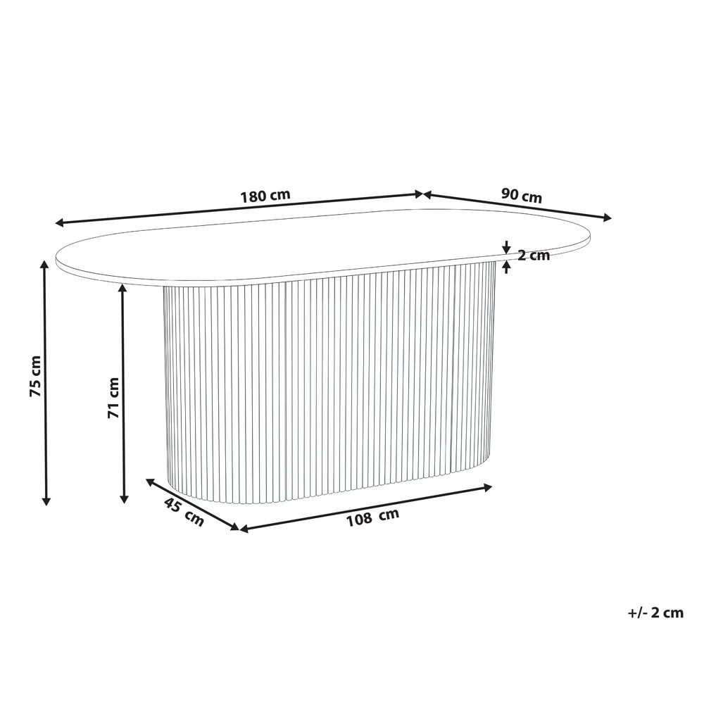 Tavolo da pranzo 180 x 90 cm Gambe in legno massello Impiallacciatura rovere chiaro