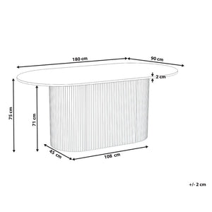Tavolo da pranzo 180 x 90 cm Gambe in legno massello Impiallacciatura rovere chiaro