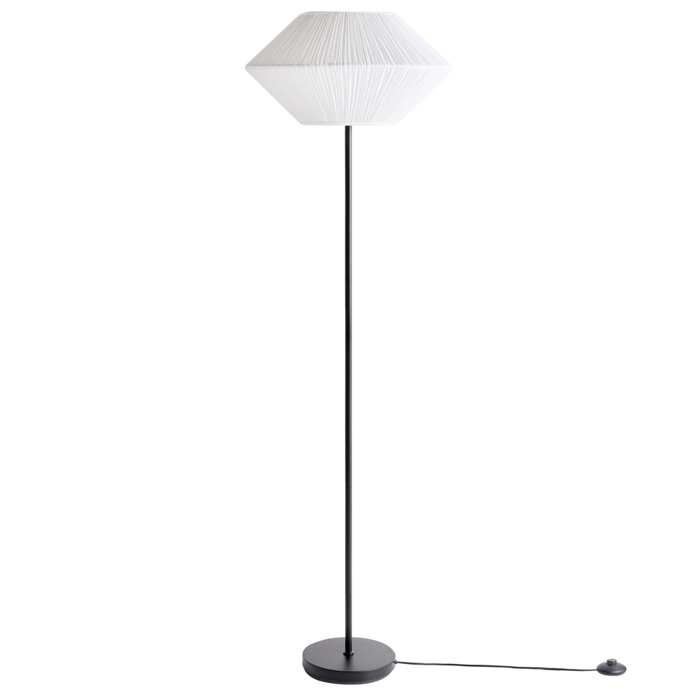 Lampada da terra moderna Base in ferro nero Paralume in tessuto Soggiorno Camera da letto Bianco