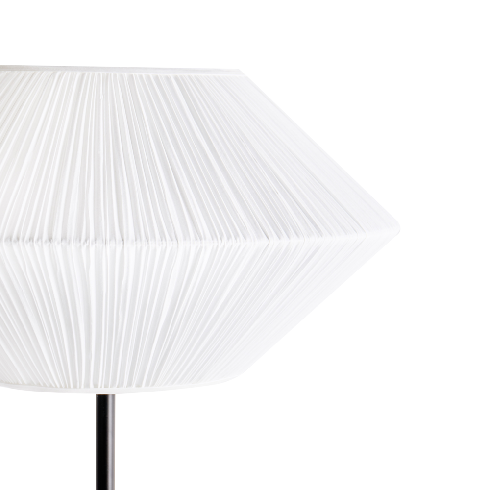 Lampada da terra moderna Base in ferro nero Paralume in tessuto Soggiorno Camera da letto Bianco