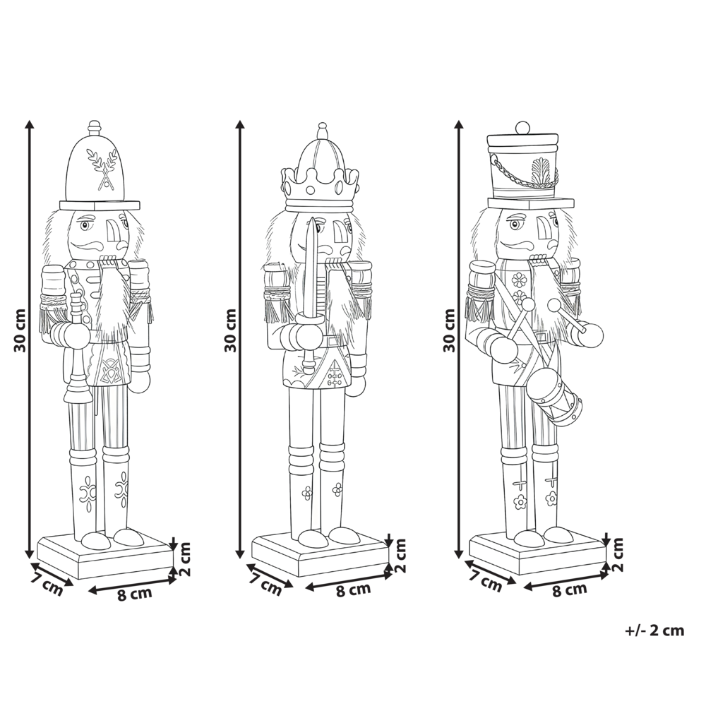 Set di 3 statuine Schiaccianoci in materiale sintetico verde scuro decorazione natalizia