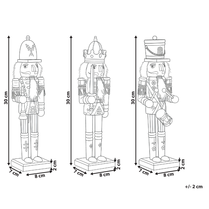 Set di 3 statuine Schiaccianoci in materiale sintetico verde scuro decorazione natalizia
