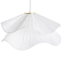 Lampada a sospensione con base in ferro e paralume in tessuto stile moderno luce d'atmosfera bianco